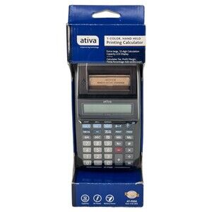 Handheld Printing Calculator Retail XL Display AC/DC Battery Ativa AT-P500 NIB